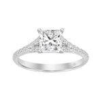 LADIES RING 1 1/4CT ROUND/PRINCESS DIAMOND 14K WHITE GOLD (CENTER STONE PRINCESS DIAMOND 1CT)