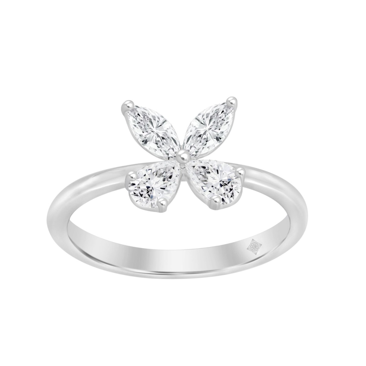 LADIES RING 1 1/8CT PEAR/MARQUISE DIAMOND 14K WHITE GOLD - Image 1