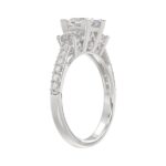 LADIES RING 1 3/4CT PRINCESS/ROUND DIAMOND 14K WHITE GOLD (CENTER STONE PRINCESS DIAMOND 1CT ) - Image 3