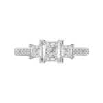 LADIES RING 1 3/4CT PRINCESS/ROUND DIAMOND 14K WHITE GOLD (CENTER STONE PRINCESS DIAMOND 1CT ) - Image 5
