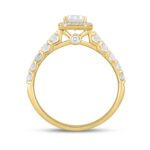 LADIES RING 1 3/4CT ROUND/EMERALD DIAMOND 14K YELLOW GOLD (CENTER STONE EMERALD DIAMOND 1CT ) - Image 2