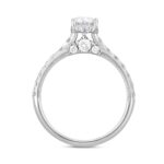 LADIES RING 1 3/4CT ROUND/OVAL DIAMOND 14K WHITE GOLD (CENTER STONE OVAL DIAMOND 1CT ) - Image 2