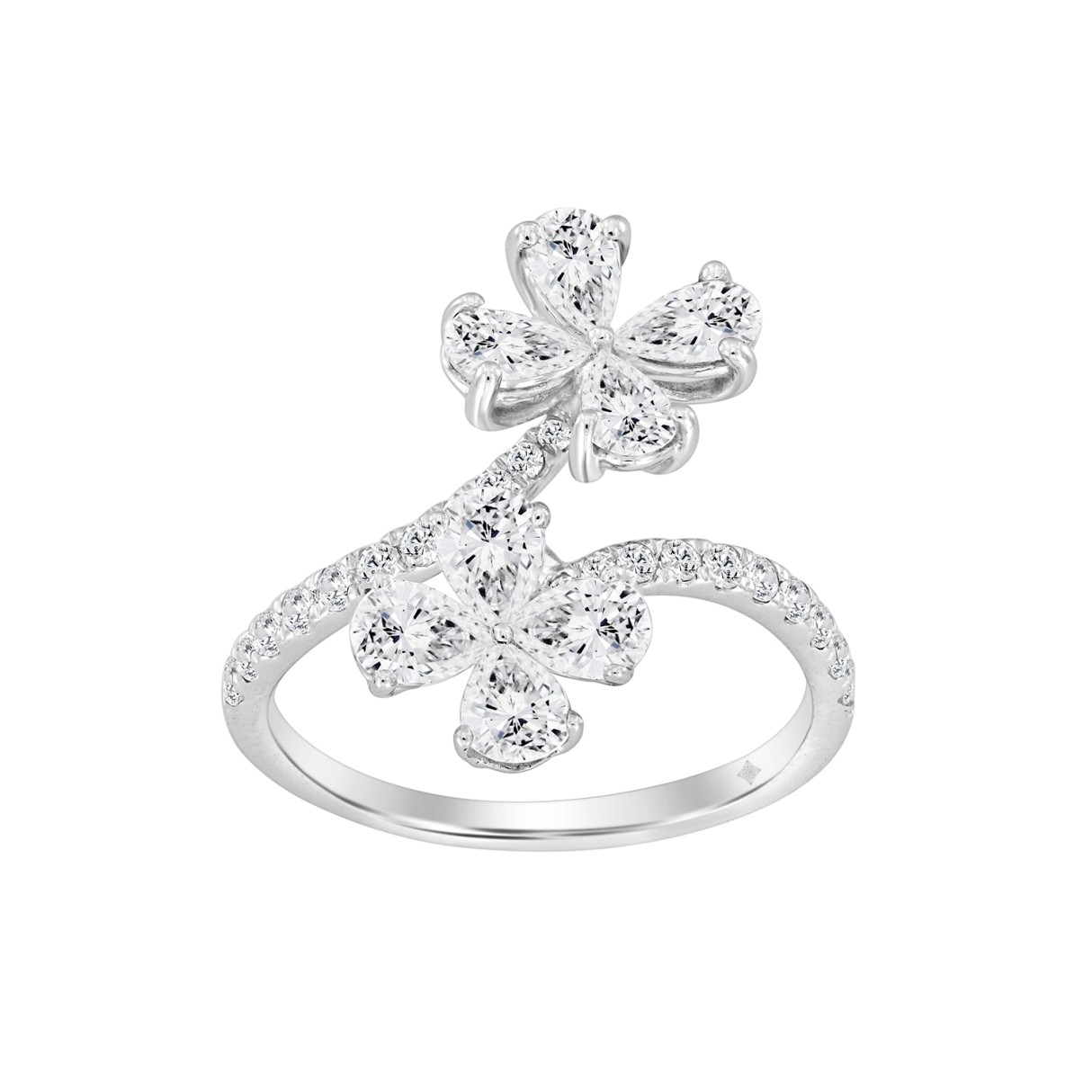 LADIES RING 1 3/4CT ROUND/PEAR DIAMOND 14K WHITE GOLD - Image 1
