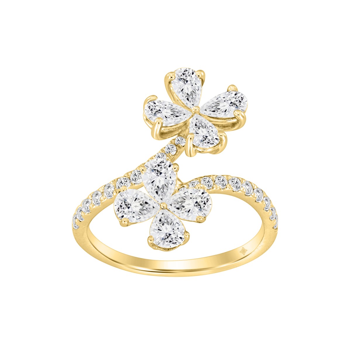 LADIES RING 1 3/4CT ROUND/PEAR DIAMOND 14K YELLOW GOLD - Image 1