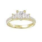 LADIES RING 1 3/4CT ROUND/PRINCESS DIAMOND 14K YELLOW GOLD (CENTER STONE PRINCESS DIAMOND 1CT )