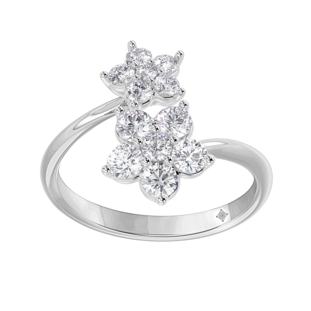 LADIES RING 1CT ROUND DIAMOND 14K WHITE GOLD - Image 1