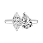 LADIES RING 2 1/2CT PEAR/MARQUISE DIAMOND 14K WHITE GOLD - Image 4