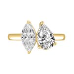 LADIES RING 2 1/2CT PEAR/MARQUISE DIAMOND 14K YELLOW GOLD - Image 4