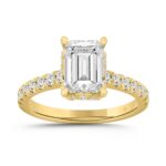 LADIES RING 2 1/2CT ROUND/EMERALD DIAMOND 14K YELLOW GOLD (CENTER STONE EMERALD DIAMOND 2CT )