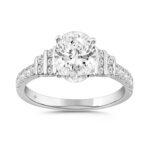 LADIES RING 2 1/2CT ROUND/OVAL DIAMOND 14K WHITE GOLD (CENTER STONE OVAL DIAMOND 2.00CT)