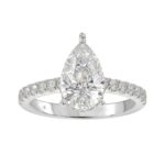 LADIES RING 2 1/2CT ROUND/PEAR/DIAMOND 14K WHITE GOLD