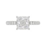 LADIES RING 2 1/2CT ROUND/PRINCESS DIAMOND 14K WHITE GOLD (CENTER STONE PRINCESS DIAMOND 2CT ) - Image 4