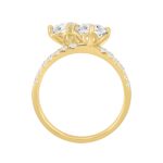 LADIES RING 2 1/2CT ROUND/PRINCESS DIAMOND 14K YELLOW GOLD - Image 2