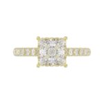 LADIES RING 2 1/2CT ROUND/PRINCESS DIAMOND 14K YELLOW GOLD (CENTER STONE PRINCESS DIAMOND 2CT ) - Image 4
