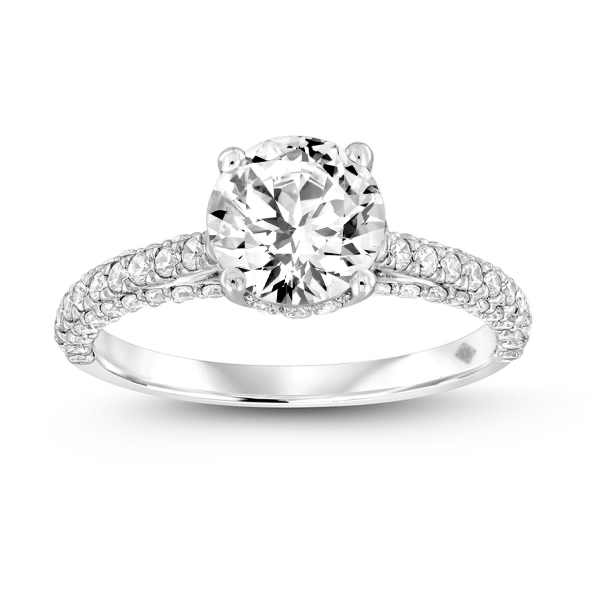 LADIES RING 2 1/4CT ROUND DIAMOND 14K WHITE GOLD (CENTER STONE ROUND DIAMOND 1 1/2CT ) - Image 1
