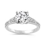 LADIES RING 2 1/4CT ROUND DIAMOND 14K WHITE GOLD (CENTER STONE ROUND DIAMOND 2.00CT)