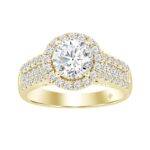 LADIES RING 2 1/4CT ROUND DIAMOND 14K YELLOW GOLD (CENTER STONE ROUND DIAMOND 1 1/2CT )