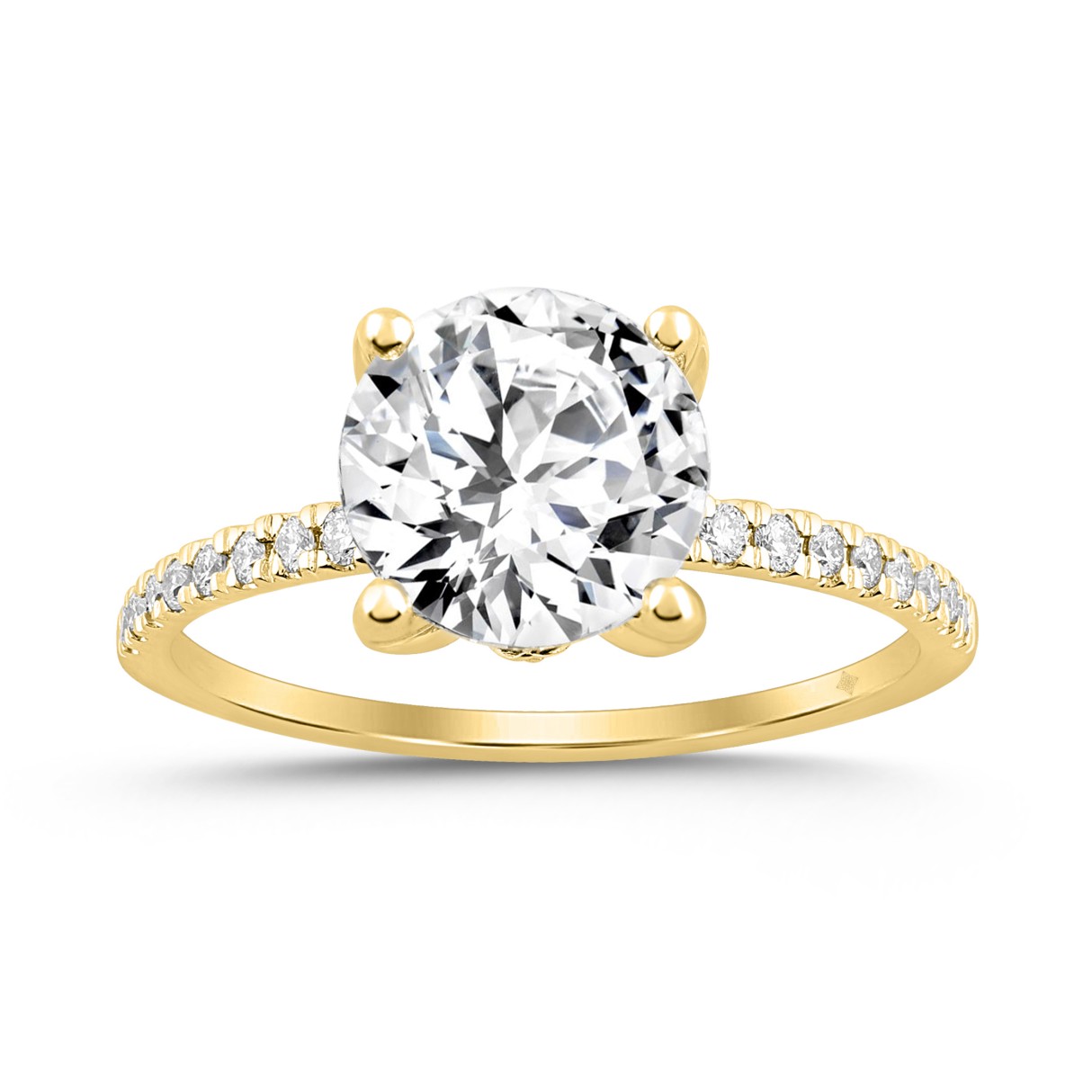 LADIES RING 2 1/4CT ROUND DIAMOND 14K YELLOW GOLD (CENTER STONE ROUND DIAMOND 2CT ) - Image 1