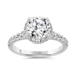 LADIES RING 2 3/4CT ROUND DIAMOND 14K WHITE GOLD (CENTER STONE ROUND DIAMOND 2CT )