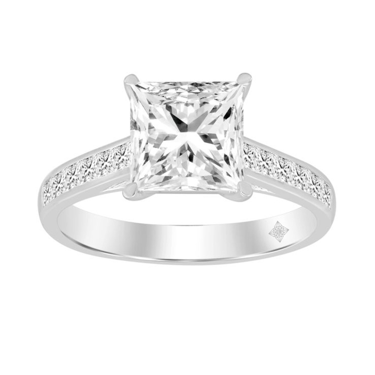 LADIES RING 2CT PRINCESS DIAMOND 14K WHITE GOLD (CENTER STONE PRINCESS DIAMOND 1 1/2CT ) - Image 1