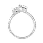 LADIES RING 2CT ROUND/PEAR DIAMOND 14K WHITE GOLD - Image 2
