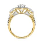 LADIES RING 2CT ROUND/PEAR DIAMOND 14K YELLOW GOLD (CENTER STONE ROUND DIAMOND 1CT ) - Image 2