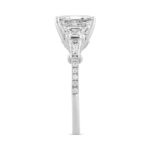 LADIES RING 3 1/2CT ROUND/EMERALD/TRAPEZOID/BAGUETTE DIAMOND 14K WHITE GOLD (CENTER STONE EMERALD DIAMOND 2CT ) - Image 3