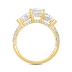 LADIES RING 3 1/2CT ROUND/EMERALD/TRILLION DIAMOND 14K YELLOW GOLD (CENTER STONE EMERALD DIAMOND 2CT ) - Image 2