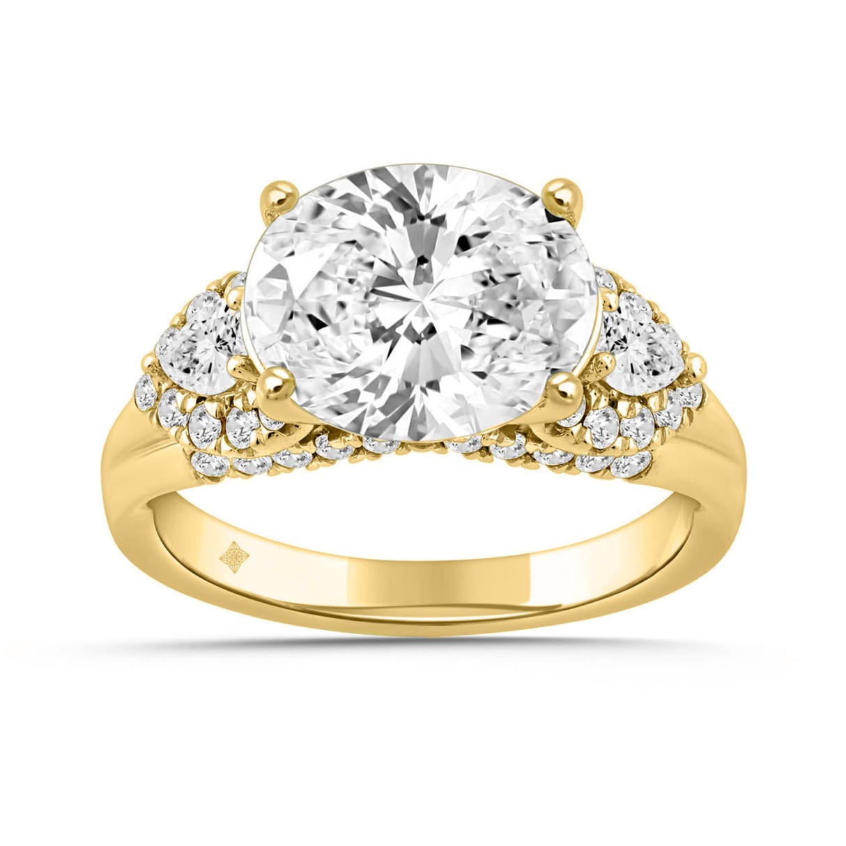 LADIES RING 3 3/4CT ROUND/PEAR/OVAL DIAMOND 14K YELLOW GOLD (CENTER STONE OVAL DIAMOND 3.00CT) - Image 1