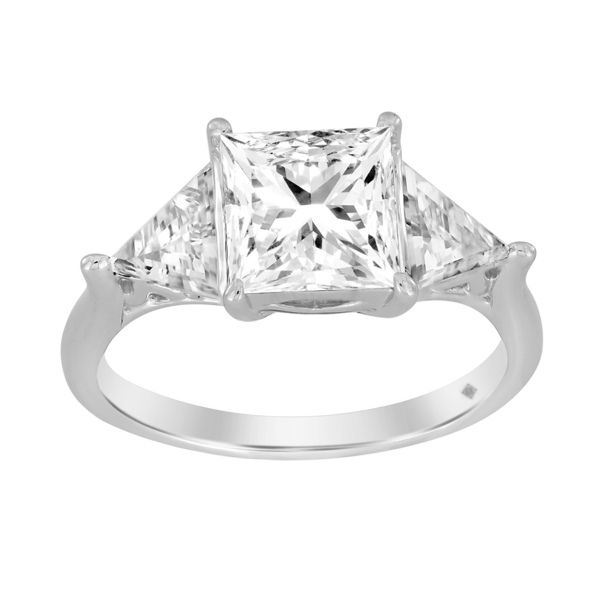 LADIES RING 3CT PRINCESS/TRILLION DIAMOND 14K WHITE GOLD (CENTER STONE PRINCESS DIAMOND 2CT ) - Image 1