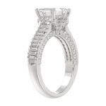 LADIES RING 3CT ROUND/EMERALD/BAGUETTE DIAMOND 14K WHITE GOLD (CENTER STONE EMERALD DIAMOND 2.00CT) - Image 3