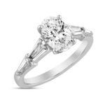 LADIES RING 3CT ROUND/OVAL/BAGUETTE DIAMOND 14K WHITE GOLD (CENTER STONE OVAL DIAMOND 2CT ) - Image 3