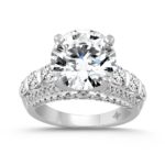 LADIES RING 4 1/2CT ROUND DIAMOND 14K WHITE GOLD (CENTER STONE ROUND DIAMOND 3CT )