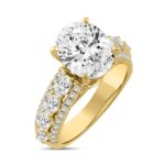 LADIES RING 4 1/4CT ROUND/OVAL DIAMOND 14K YELLOW GOLD (CENTER STONE OVAL DIAMOND 3CT ) - Image 2