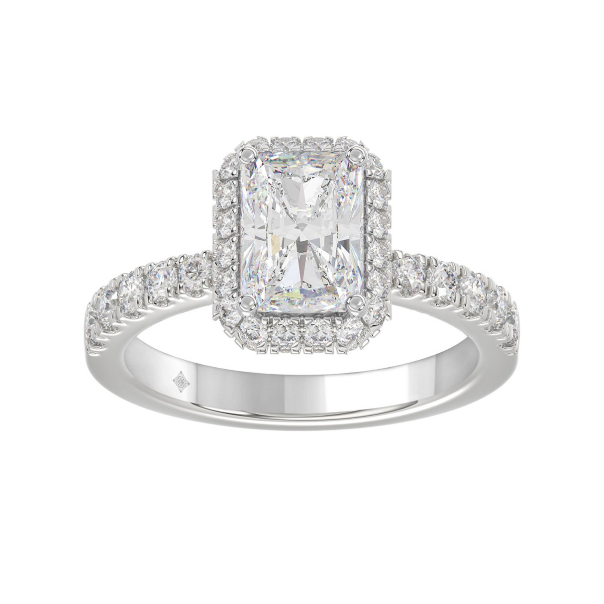 LADIES RING 4.00CT ROUND DIAMOND 18K WHITE GOLD (CENTER STONE RADIANT DIAMOND 3CT ) - Image 1