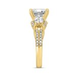 LADIES RING 4CT ROUND/CUSHION DIAMOND 14K YELLOW GOLD (CENTER STONE CUSHION DIAMOND 3CT ) - Image 3