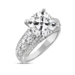 LADIES RING 5 1/2CT ROUND/CUSHION DIAMOND 14K WHITE GOLD (CENTER STONE CUSHION DIAMOND 4CT ) - Image 2