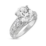 LADIES RING 6 1/2CT ROUND/OVAL DIAMOND 14K WHITE GOLD (CENTER STONE OVAL DIAMOND 5CT ) - Image 2