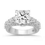LADIES RING 6 1/4CT ROUND/PRINCESS/OVAL DIAMOND 14K WHITE GOLD (CENTER STONE PRINCESS DIAMOND 5CT )
