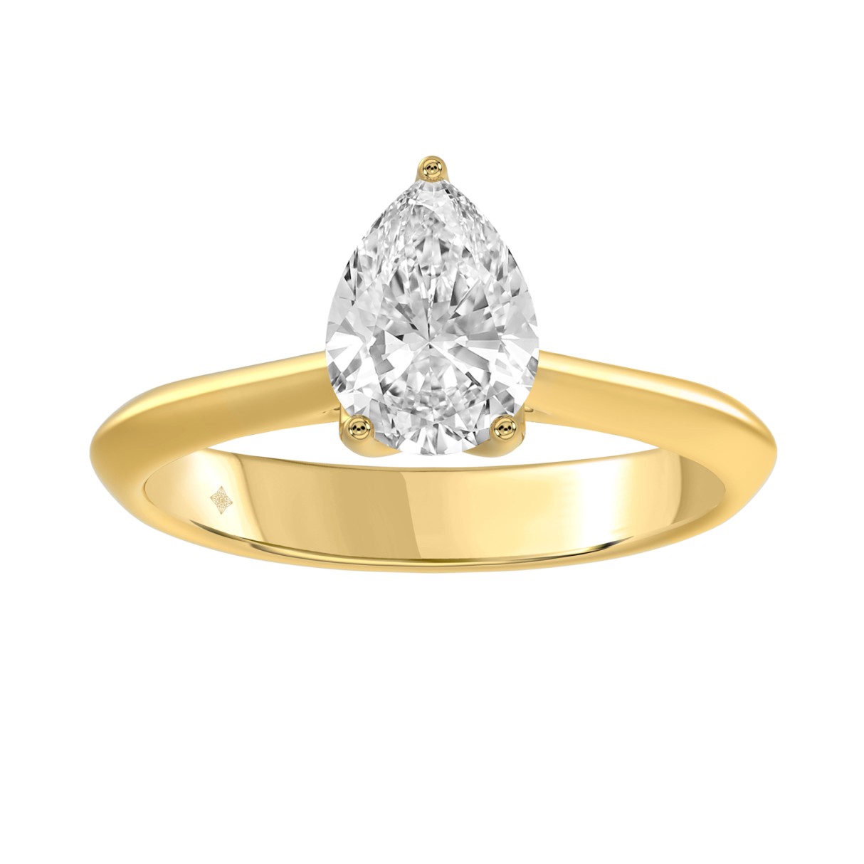 LADIES SOLITAIRE RING 1 1/2CT PEAR DIAMOND 14K YELLOW GOLD - Image 1