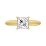 LADIES SOLITAIRE RING 1 1/2CT PRINCESS DIAMOND 14K YELLOW GOLD - Image 5