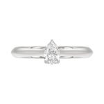 LADIES SOLITAIRE RING 1/2CT PEAR DIAMOND 18K WHITE GOLD - Image 5