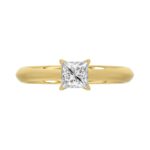 LADIES SOLITAIRE RING 1/2CT PRINCESS DIAMOND 14K YELLOW GOLD - Image 5