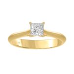 LADIES SOLITAIRE RING 1/2CT PRINCESS DIAMOND 18K YELLOW GOLD