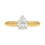 LADIES SOLITAIRE RING 1CT PEAR DIAMOND 14K YELLOW GOLD - Image 5