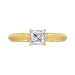 LADIES SOLITAIRE RING 1CT PRINCESS DIAMOND 14K YELLOW GOLD - Image 5