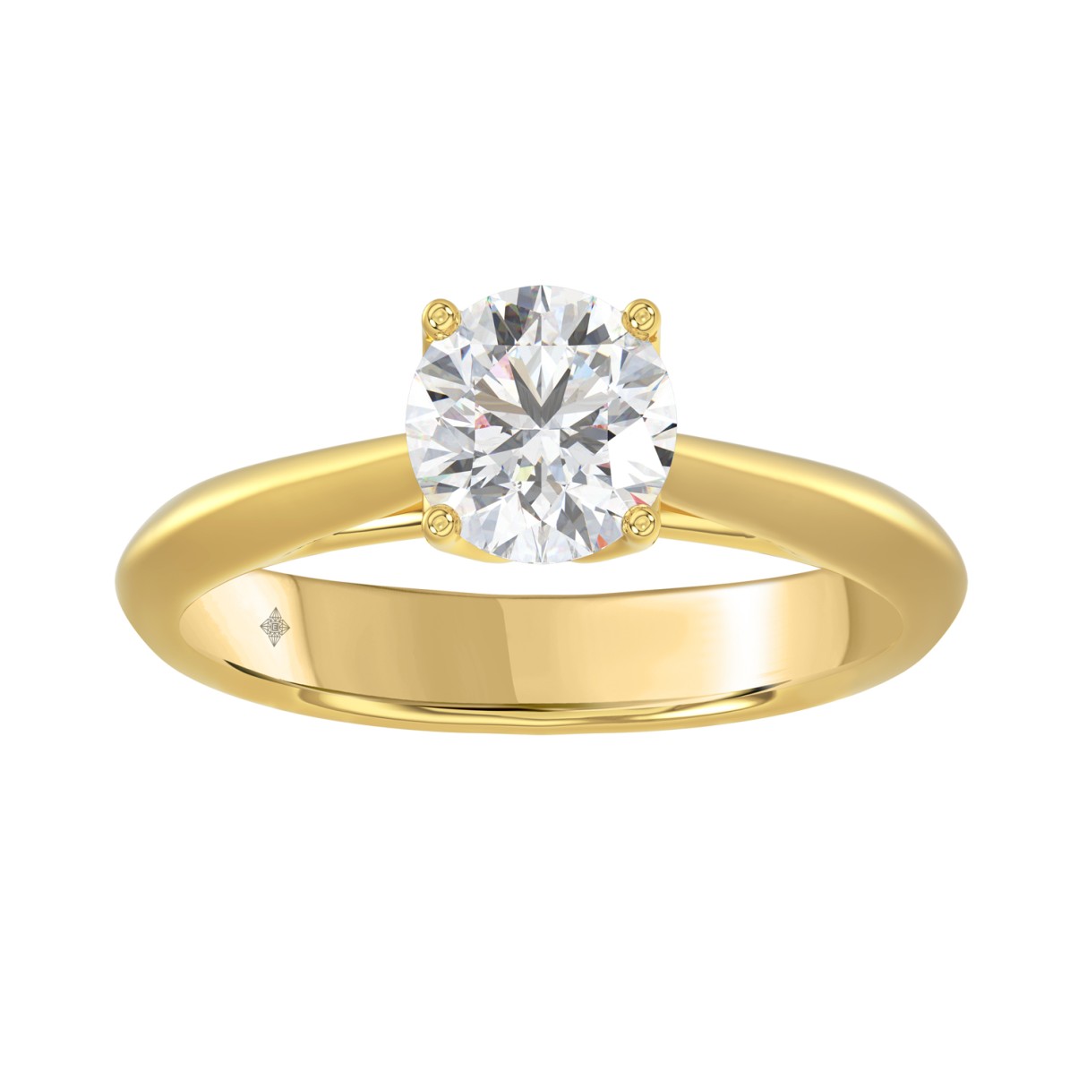 LADIES SOLITAIRE RING 1CT ROUND DIAMOND 14K YELLOW GOLD - Image 1