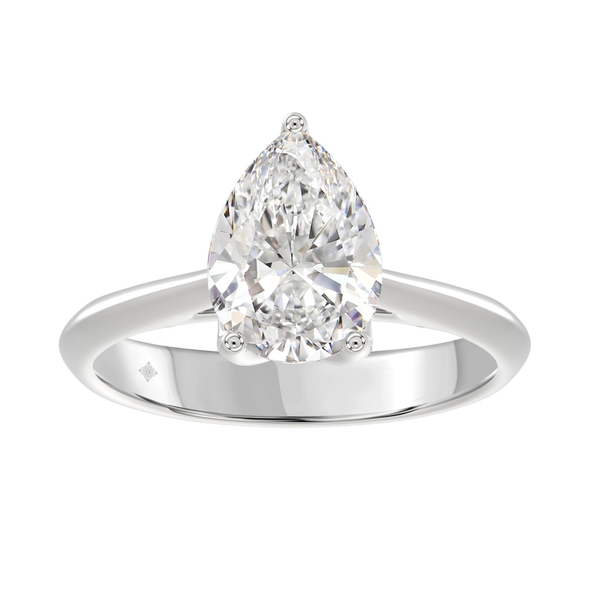 LADIES SOLITAIRE RING 2 1/2CT PEAR DIAMOND 14K WHITE GOLD - Image 1