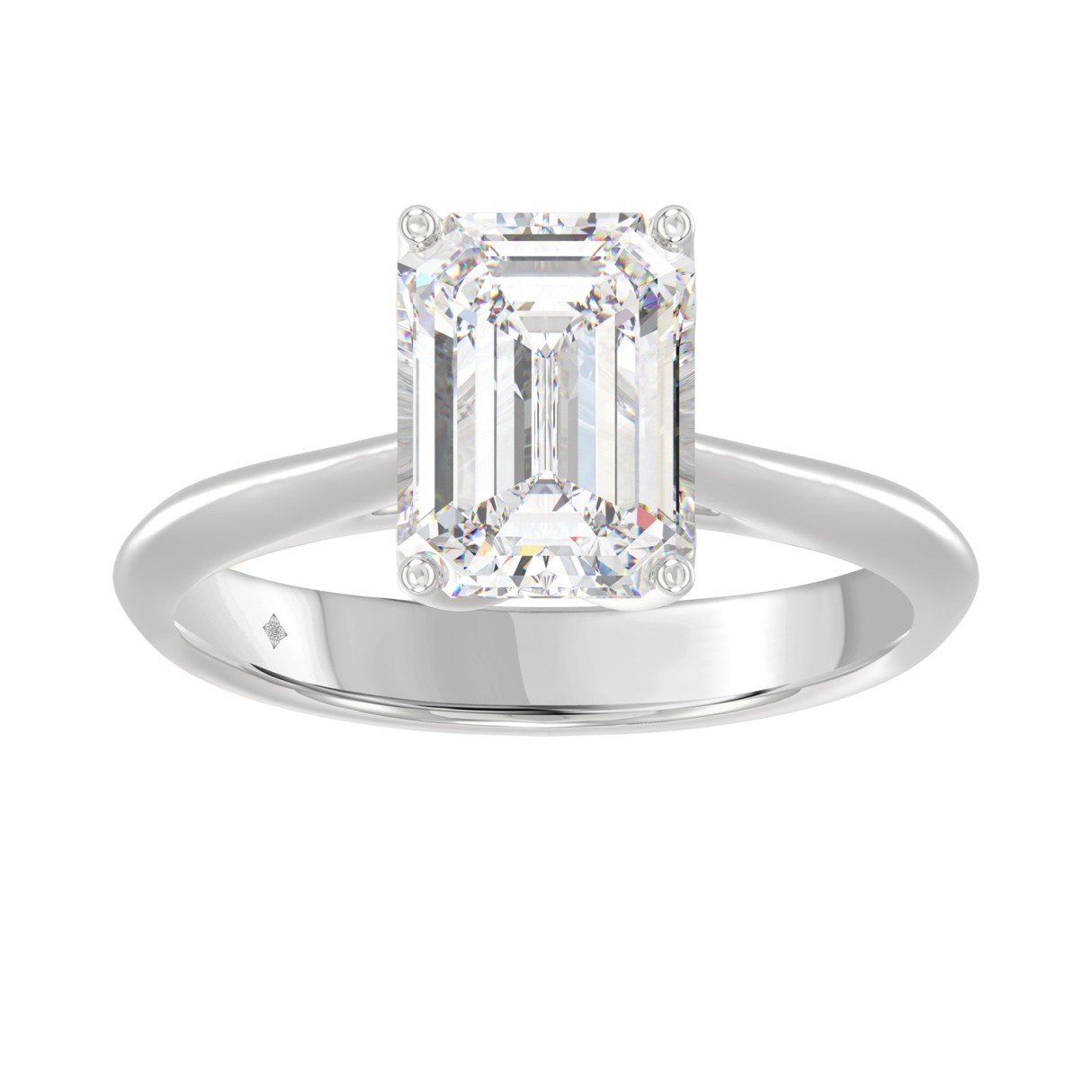 LADIES SOLITAIRE RING 3CT EMERALD DIAMOND 14K WHITE GOLD (CENTER STONE EMERALD DIAMOND 3CT ) - Image 1