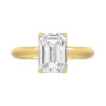 LADIES SOLITAIRE RING 3CT EMERALD DIAMOND 14K YELLOW GOLD (CENTER STONE EMERALD DIAMOND 3CT ) - Image 5